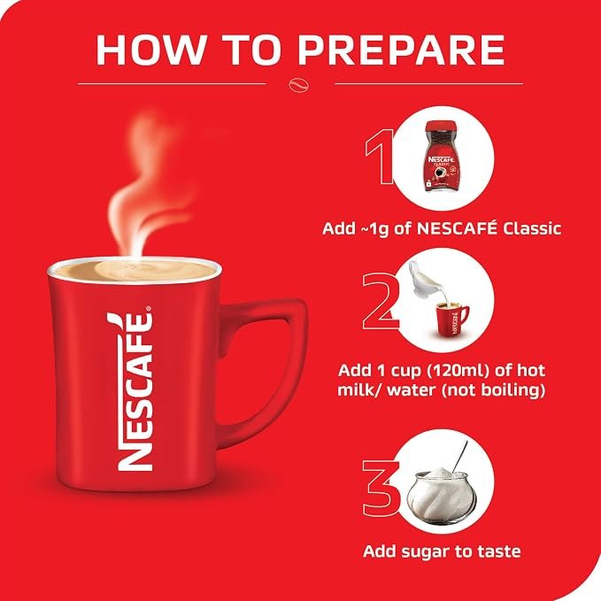 Nescafé Classic Instant Coffee Powder, 200g Pouch 100% Pure Coffee for a Great Start to Your Morning, Every Morning